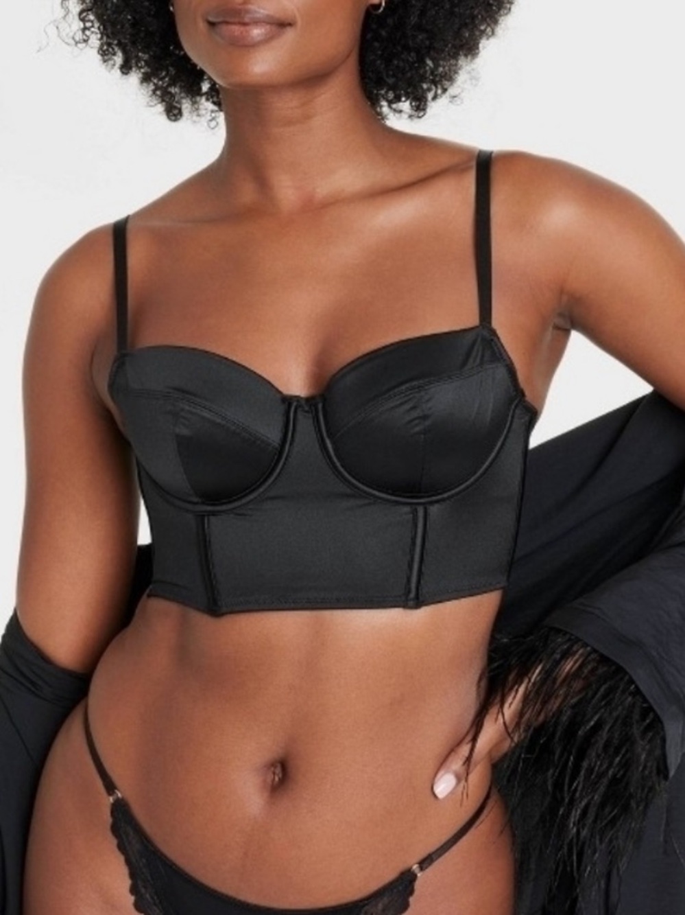 Auden Black Satin Lightly Lined Lingerie Corset